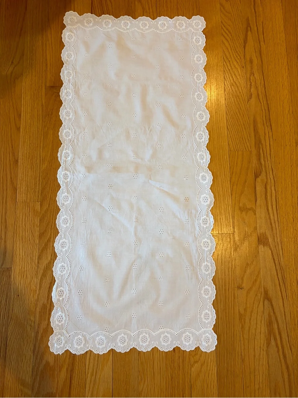 White Eyelet Table Runner - Home Accents